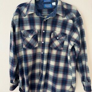 Pendleton Navy and Cream Plaid Shirt